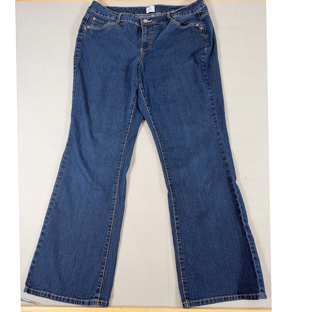 Just My‎ Size Women Dark Wash Bootcut Jeans Embroidered Back Pockets Blue 18W